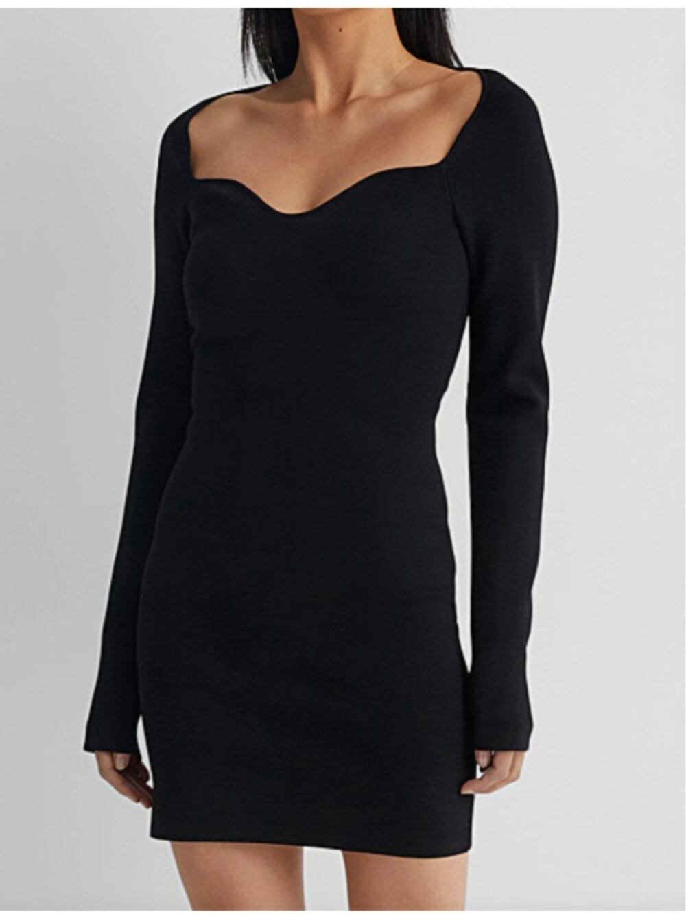 Nanushka Marina Black Scalloped Neck Stretch Knit Fitted Mini Dress S Small
